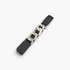 Beach Rose Co. black elastic waist belt featuring an oversized silver curb-chain front and smooth PU leather tabs.
