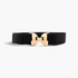 Beach Rose Co. black textured elastic waist belt featuring a polished gold-tone geometric clasp buckle.