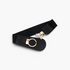 Beach Rose Co. black wide elastic waist belt featuring a contoured PU front and an oversized gold ring-and-bar buckle.