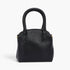 Beach Rose Co. black faux leather handbag with a structured shirt-style top handle and elegant gold hardware.
