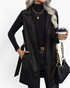 Beach Rose Co. black faux leather longline vest with notched lapels and a matching waist tie.
