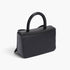 Beach Rose Co. black faux leather handbag with a structured silhouette and a chic ribbon-style top handle.