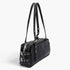 Beach Rose Co. black faux leather sport bag with dual handles, side buckle details, and silver metal hardware.