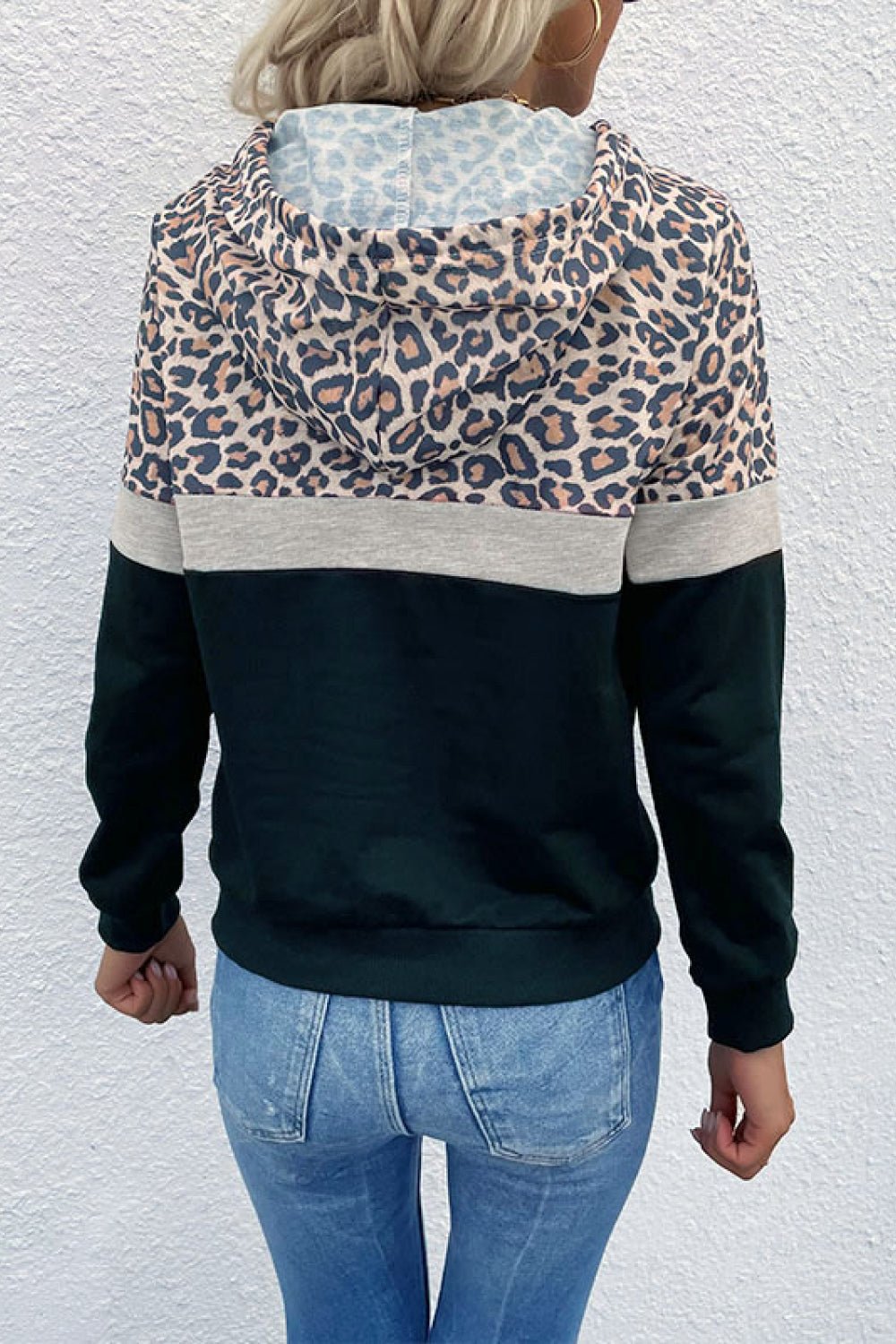 Beach Rose Co. - Black Leopard Color Block Hoodie