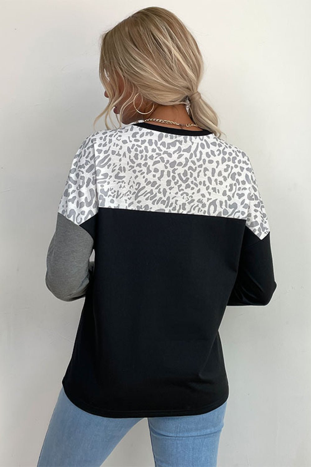 Beach Rose Co. - Black Leopard Color Block Pullover