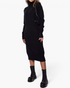 Beach Rose Co. black midi sweater dress with a ribbed turtleneck, long sleeves, and a relaxed stretch knit fit.