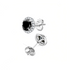 Beach Rose Co. black moissanite halo stud earrings in platinum-plated sterling silver with clear zircon accents.