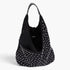 Beach Rose Co. black polyurethane bindle bag featuring sparkling rhinestone studs and a matching purse.