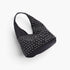 Beach Rose Co. black polyurethane bindle bag featuring sparkling rhinestone studs and a comfortable shoulder handle.