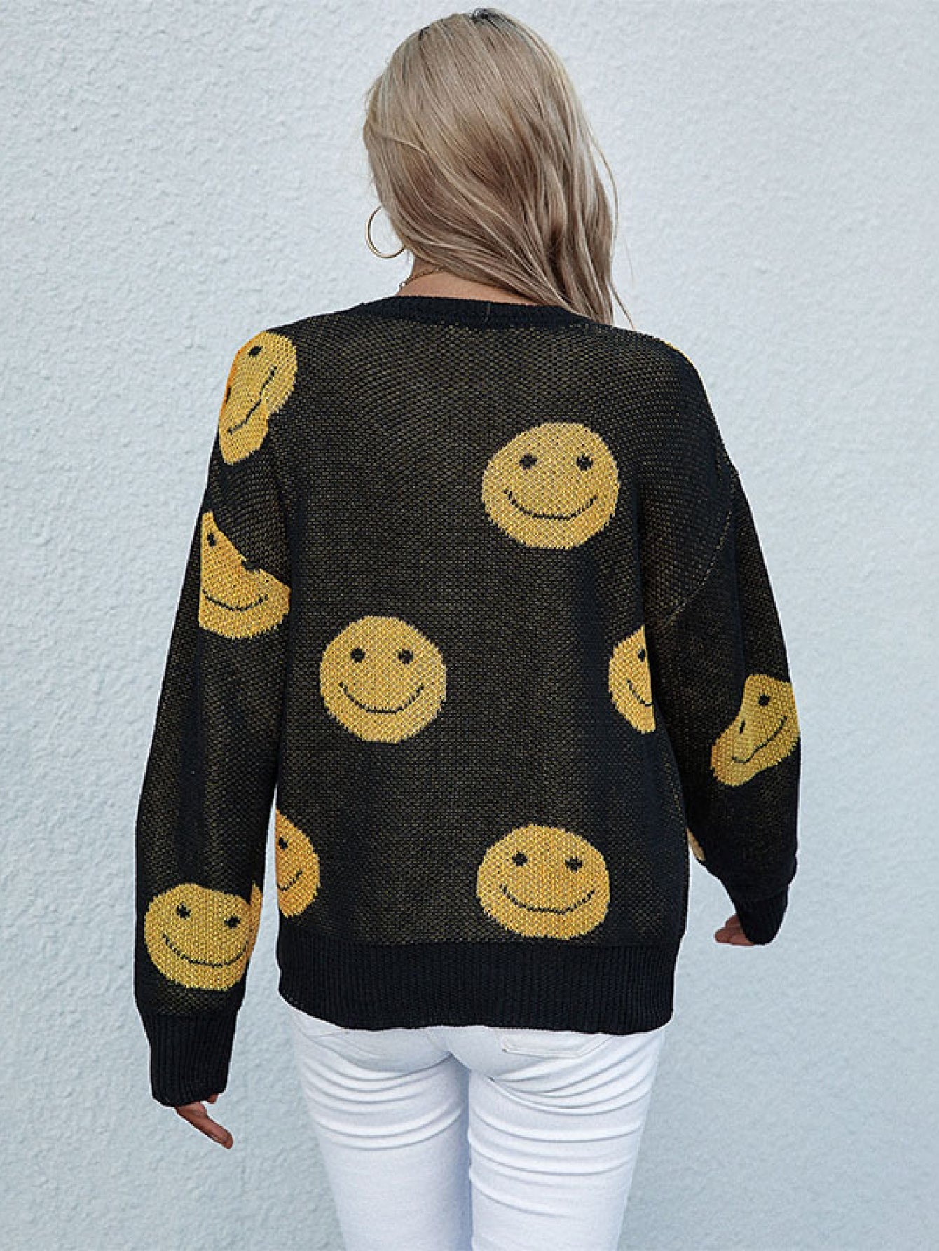 Beach Rose Co. - Black Smiley Face Sweater