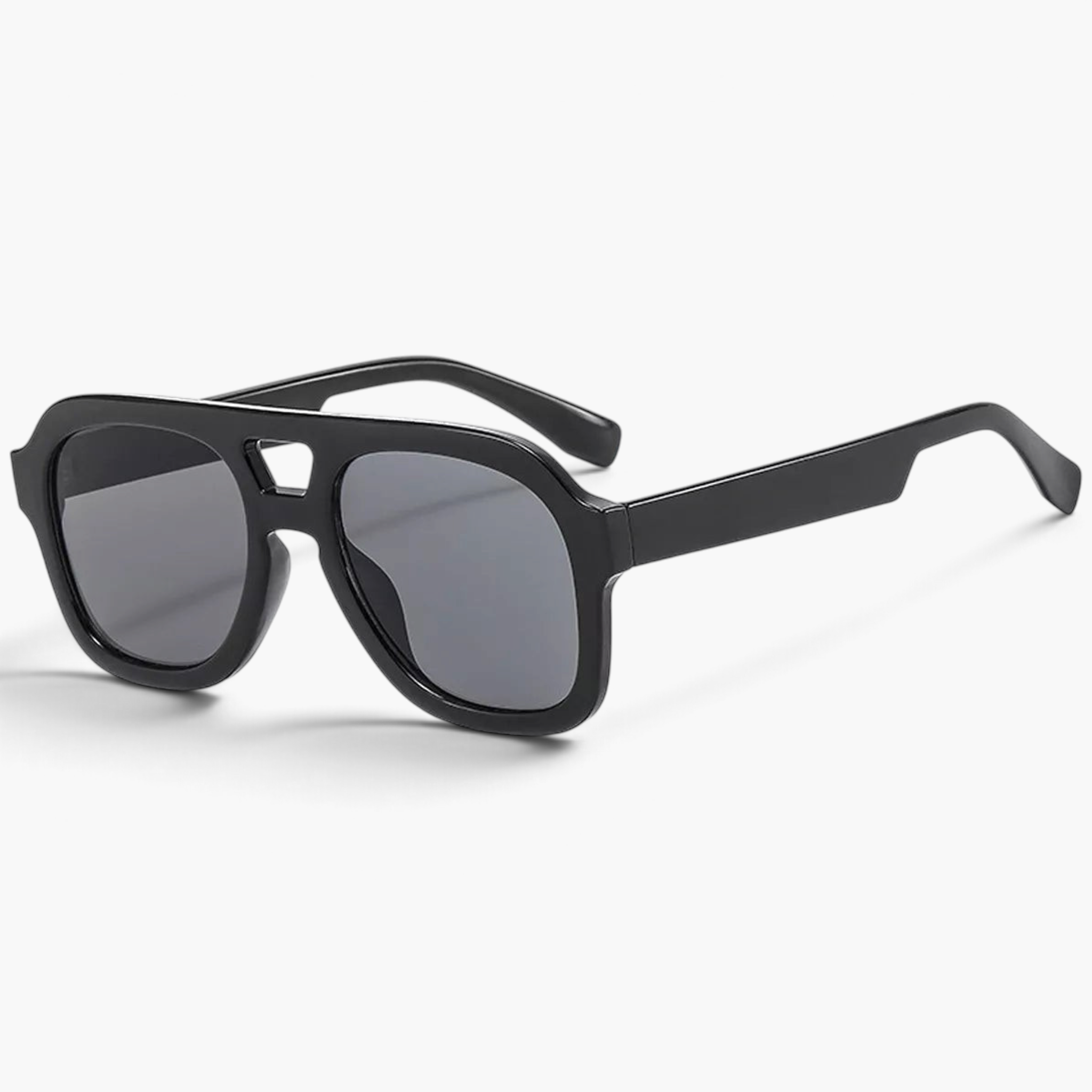 Beach Rose Co. oversized black square aviator sunglasses with a double bridge and wide temples.