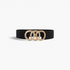 Beach Rose Co. black elastic stretch belt with a gold-tone triple overlapping textured ring buckle.