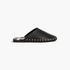 Beach Rose Co. black backless flat mules with a closed round toe and gold studded trim detail