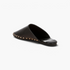 Beach Rose Co. black backless flat mules featuring a round toe and gold studded trim detail.