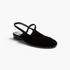 Beach Rose Co. black suede Mary Jane flats with a square toe, midfoot strap, and open slingback design.