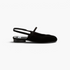 Beach Rose Co. black suede Mary Jane flats with a square toe, midfoot strap, and open slingback design.