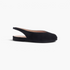 Beach Rose Co. black suede peep-toe slingback flats with a flat heel and cushioned insole