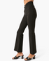 Beach Rose Co. black high-rise flare pants with a crossover V-waist, fitted through the hip in soft stretch fabric.