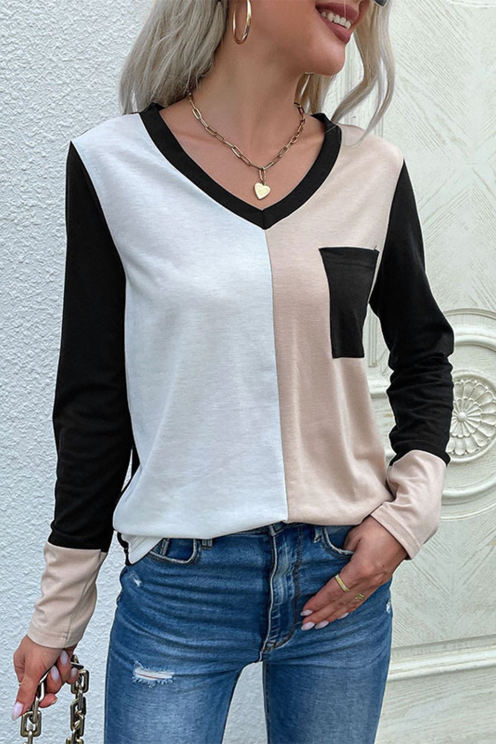 Beach Rose Co. - Black & White Long Sleeve Color Block Tee