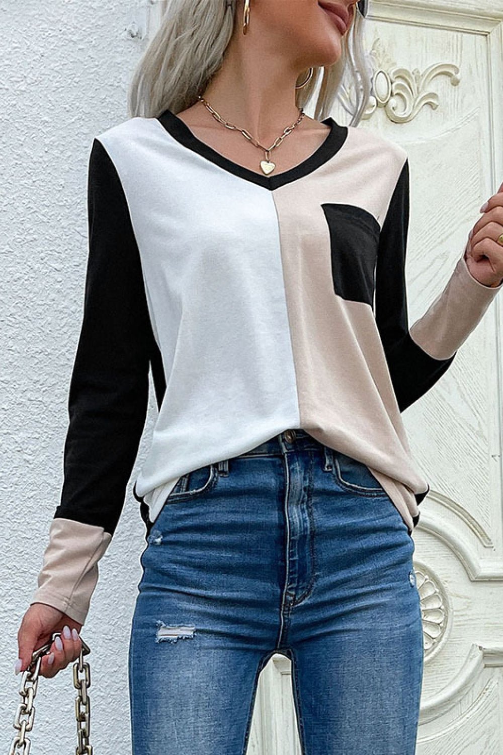 Beach Rose Co. - Black & White Long Sleeve Color Block Tee