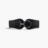 Beach Rose Co. wide black waist belt with contoured PU panels, elastic back, and a silver-tone ring buckle closure.
