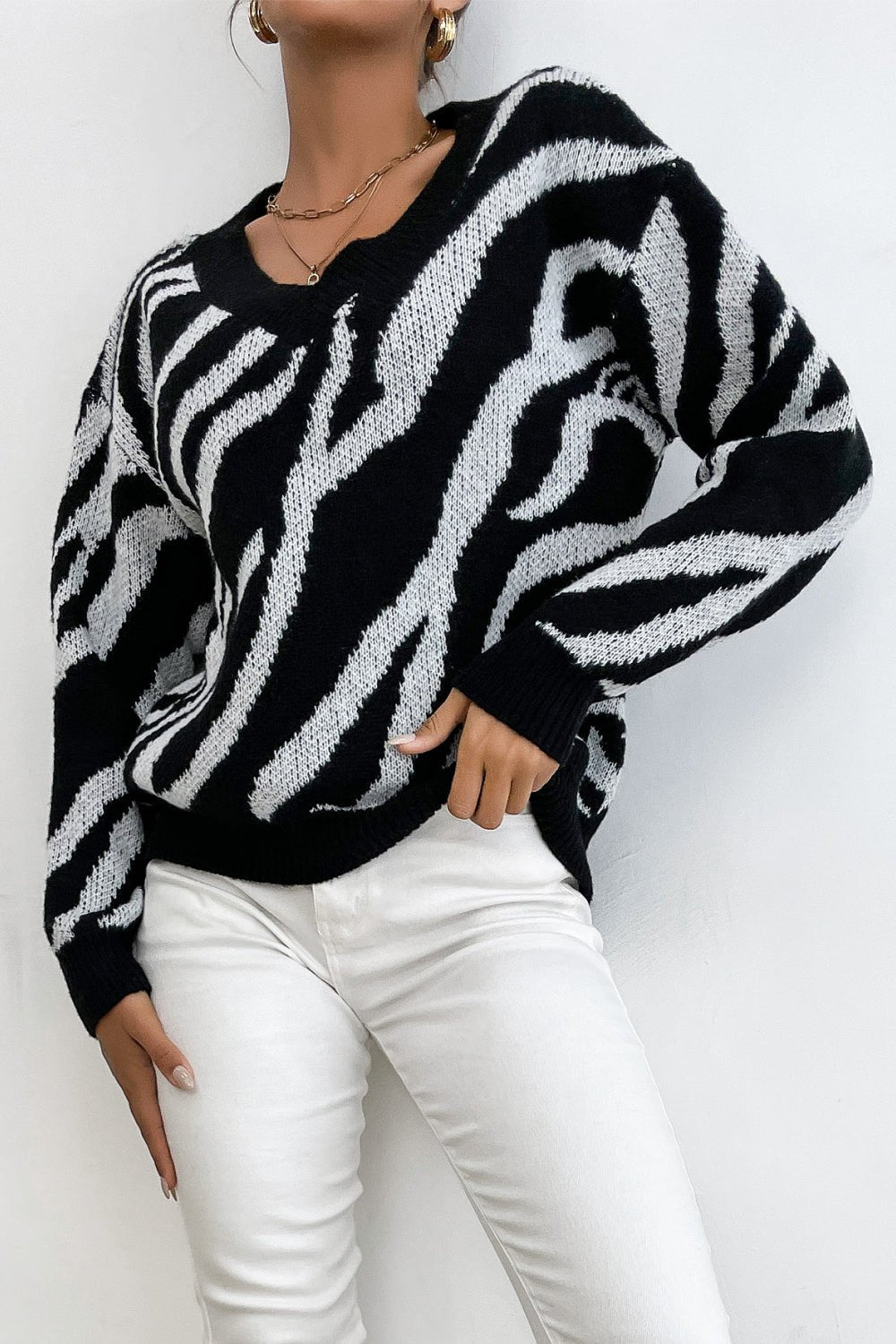 Beach Rose Co. - Black Zebra Print Sweater