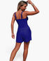 Beach Rose Co. royal blue two-piece bikini with a tankini top and shorts, featuring a flattering back view.