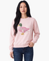 Beach Rose Co. blush pink mock neck sweatshirt featuring a patchwork duck design with floral and gingham patterns.
