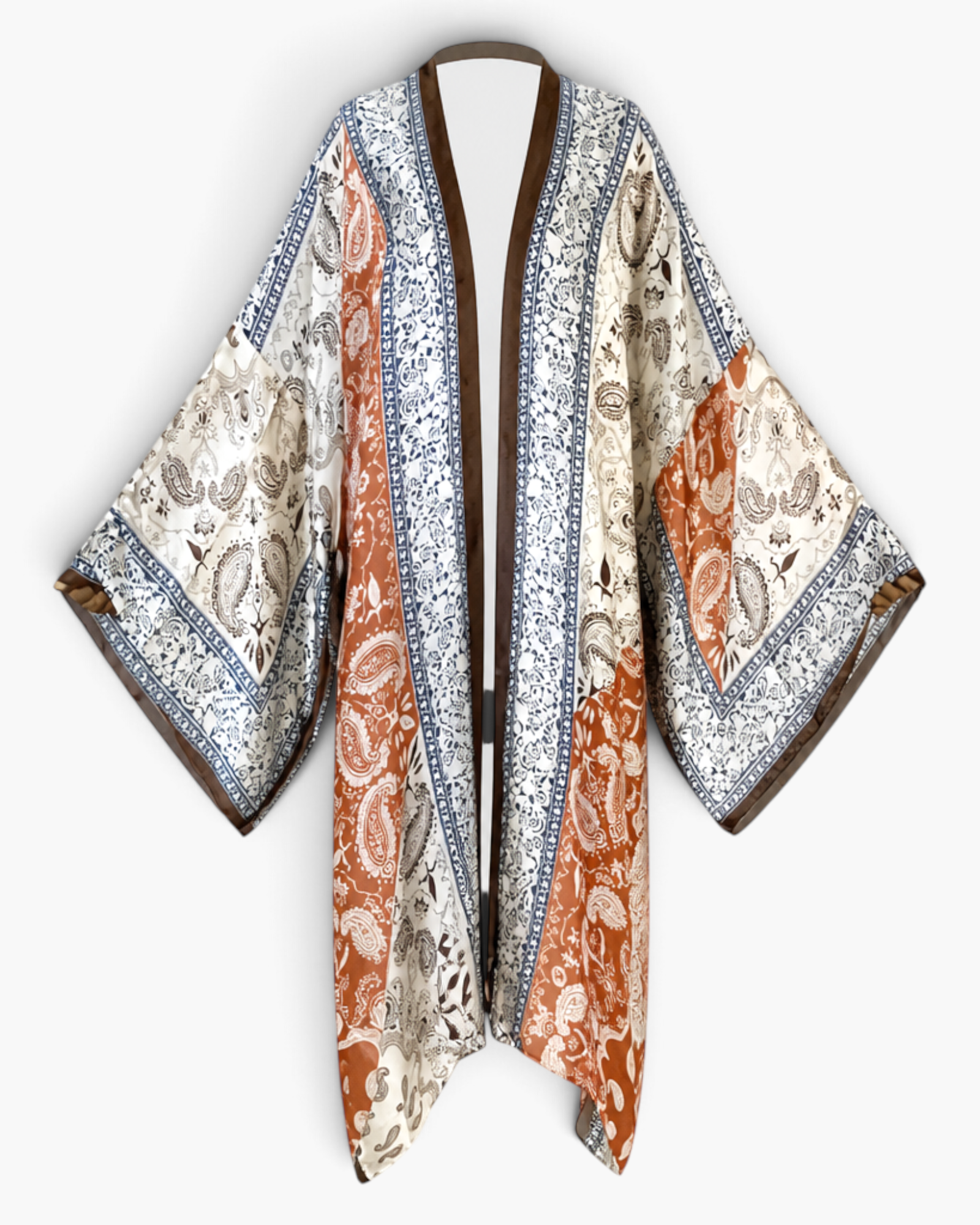Beach Rose Co. Wanderlust boho kaftan in lightweight polyester with a vibrant paisley print and relaxed flowy fit.