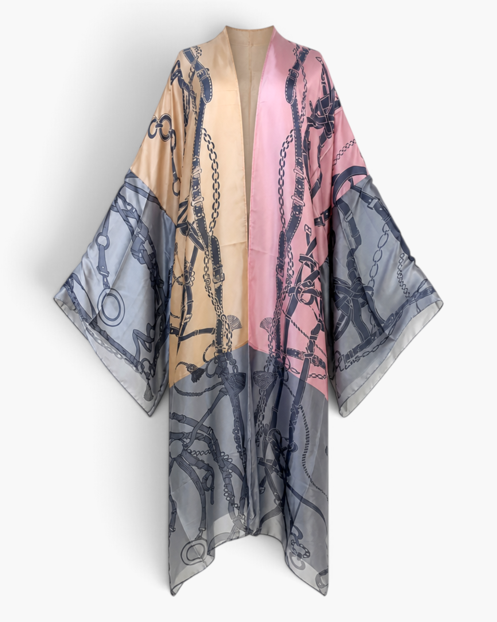 Beach Rose Co. Wanderlust boho kaftan in lightweight polyester with a multi-colored chain print and relaxed fit.