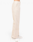 Side view of Beach Rose Co. bone corduroy wide-leg pants with an elasticized back waist and front pockets.