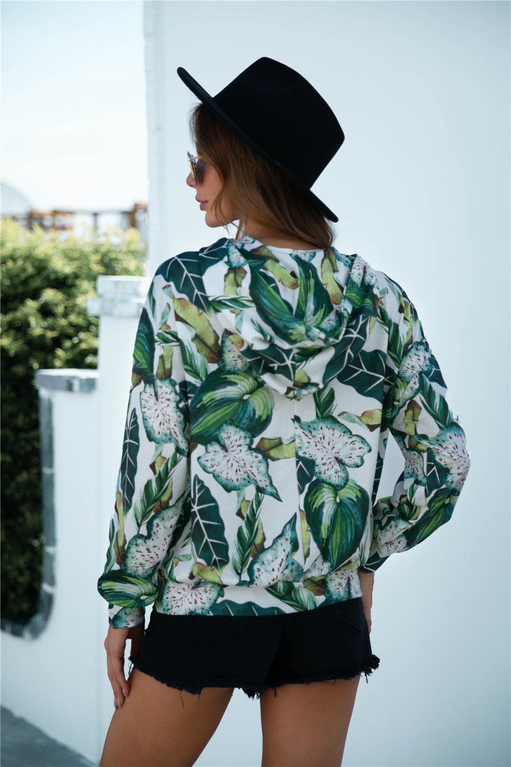 Beach Rose Co. - Botanical Print Dropped Shoulder Hoodie