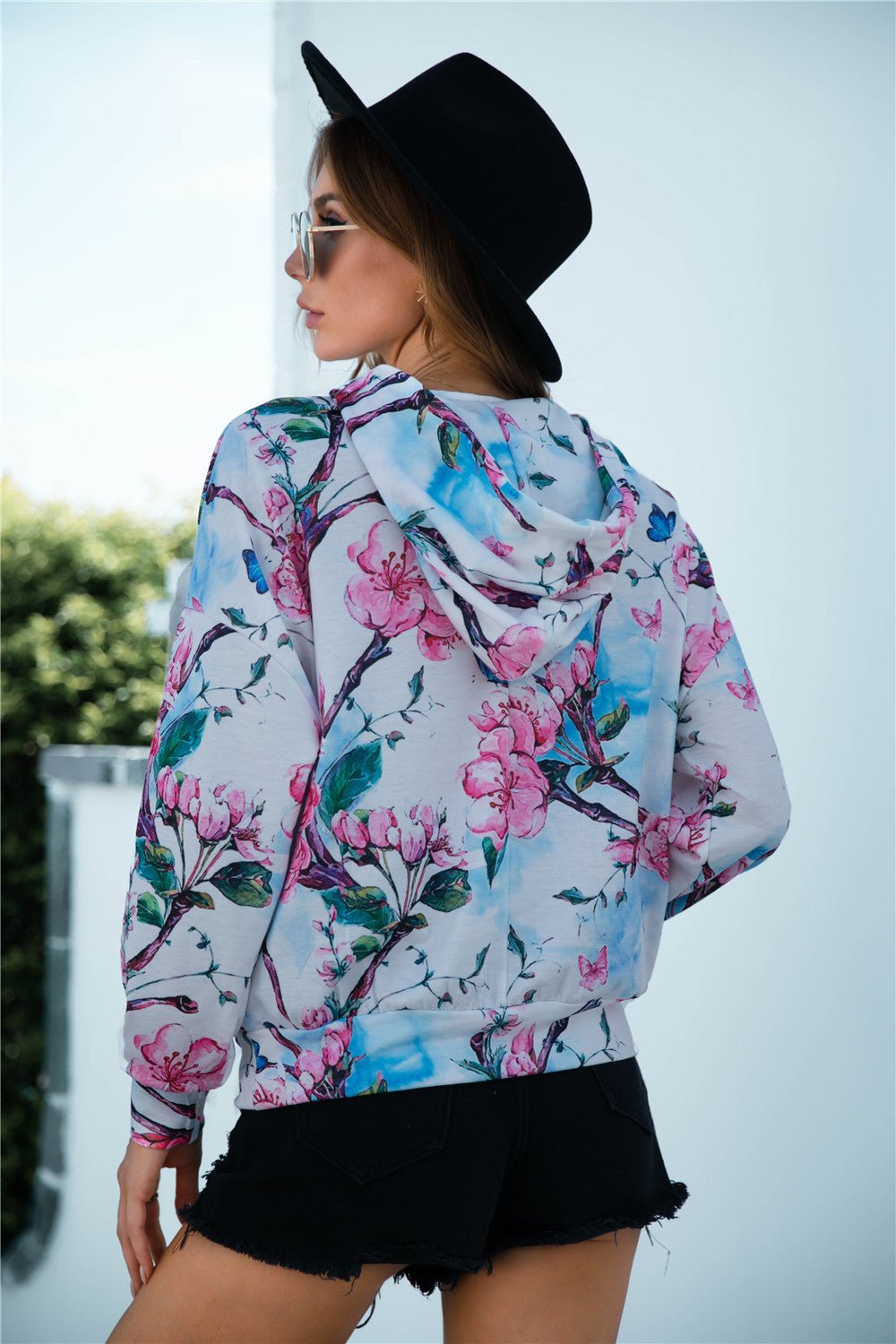 Beach Rose Co. - Botanical Print Dropped Shoulder Hoodie