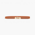 Beach Rose Co. slim brown stretch waist belt with a gold-tone chunky chain-link buckle and PU leather panels.