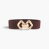 Beach Rose Co. brown elastic waist belt with a gold-tone geometric double diamond alloy buckle and ridged detail.