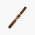 Beach Rose Co. brown slim elastic waist belt featuring an asymmetric double-ring gold alloy buckle and PU leather tabs.