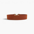 Beach Rose Co. wide brown elastic waist belt featuring a gold-toned double-circle alloy buckle with ridged detail.
