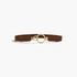 Beach Rose Co. brown slim elastic waist belt with an asymmetric gold-tone double-ring buckle and PU leather tabs.