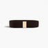 Beach Rose Co. wide brown elastic waist belt with a sleek rectangular gold-tone alloy clasp for a cinched fit.