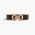 Beach Rose Co. brown elastic waist belt with a gold-toned double-circle alloy buckle featuring ridged detailing.
