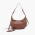 Beach Rose Co. brown faux leather shoulder bag with a unique strap design and mixed metal hardware details.