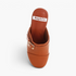 Beach Rose Co. brown leather clogs featuring a gold buckle, studded trim, and a chunky platform heel.