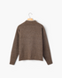 Beach Rose Co. chicory coffee brown knit sweater with a mock neck and contrast stitching, back view.