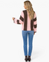 Beach Rose Co. brown and pink textured striped crewneck sweater with drop shoulders worn with blue jeans and boots