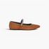 Beach Rose Co. brown suede Mary Jane flats with a pointed toe and a sparkling diamante-studded strap.