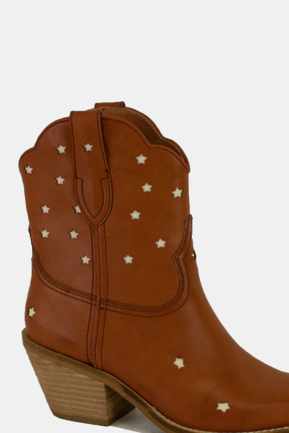 Beach Rose Co. - Brown Vegan Leather Star - Cutout Cowgirl Boots