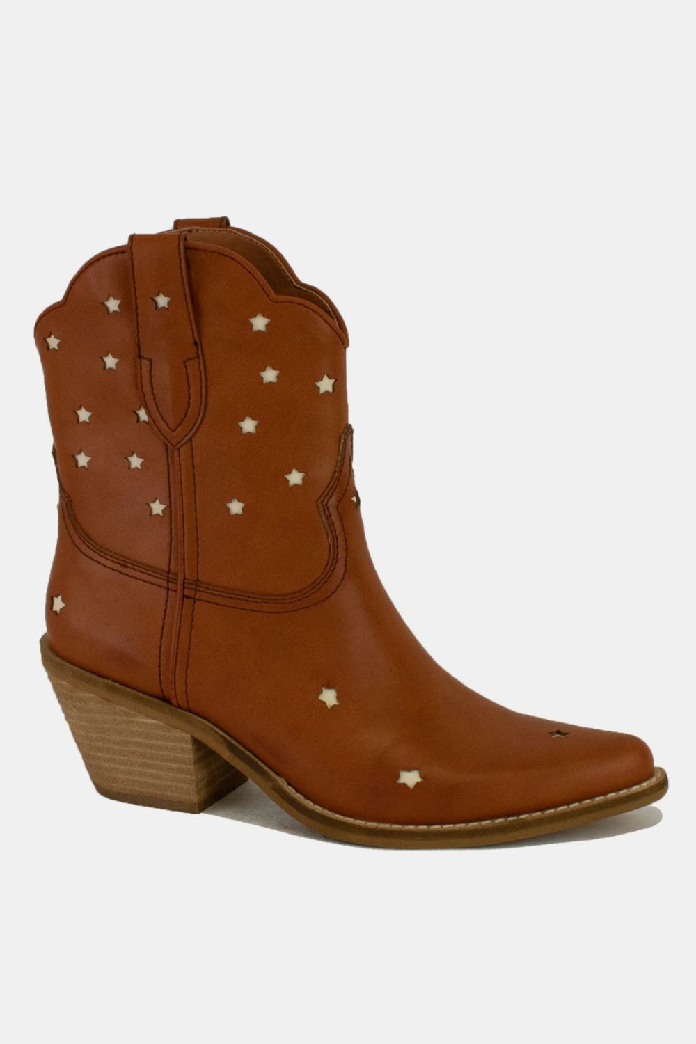 Beach Rose Co. - Brown Vegan Leather Star - Cutout Cowgirl Boots