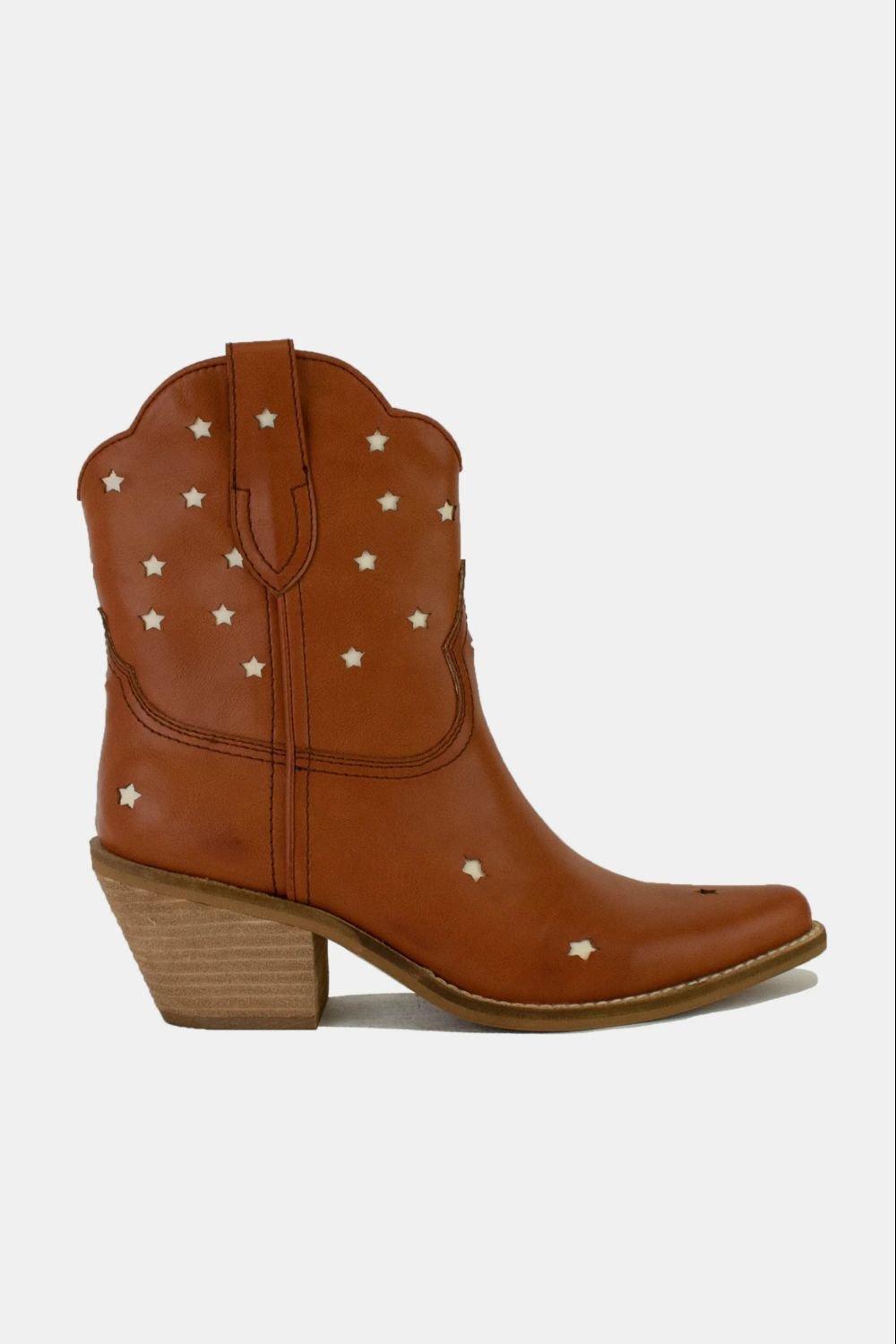 Beach Rose Co. - Brown Vegan Leather Star - Cutout Cowgirl Boots