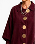 Beach Rose Co. burgundy corduroy shacket with oversized round buttons, balloon sleeves, and a collared neckline.