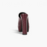 Beach Rose Co. burgundy croc-embossed platform mules with a high block heel viewed from the back.